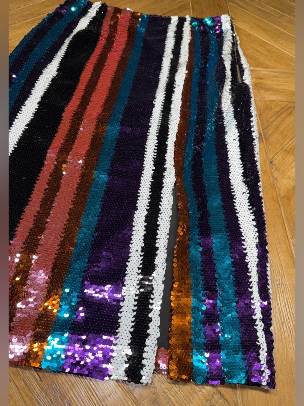 Gracia Multi-Color Sequin Striped Pencil Skirt - Vibrant Glam - Size Large - Picture 8 of 15